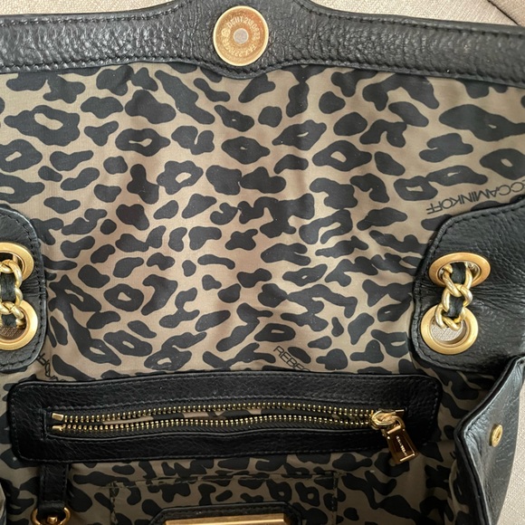 Rebecca Minkoff gold studded black leather bag with leather drop chain - Picture 11 of 13